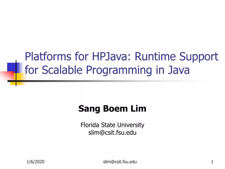 platforms for hpjava runtime support for scalable programming in java