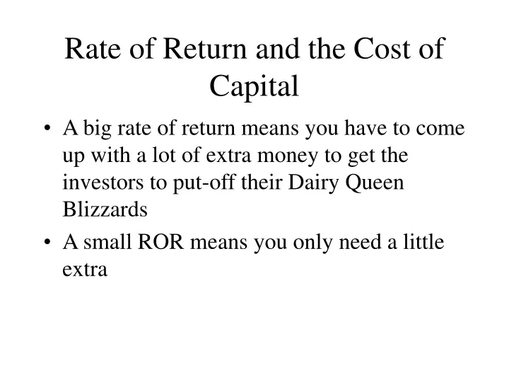 rate of return and the cost of capital