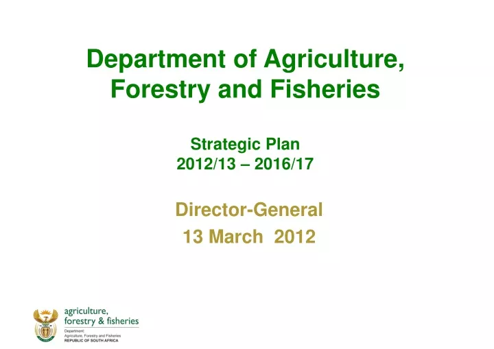 department of agriculture forestry and fisheries strategic plan 2012 13 2016 17