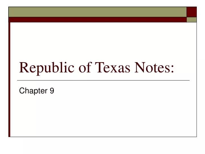 republic of texas notes