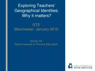 Exploring Teachers ’  Geographical Identities: Why it matters?