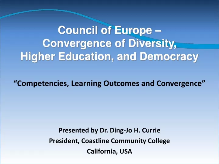 council of europe convergence of diversity higher education and democracy