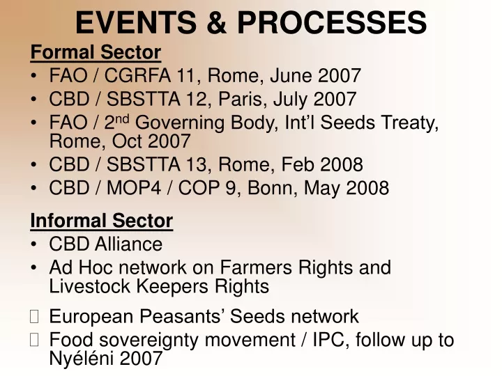 events processes