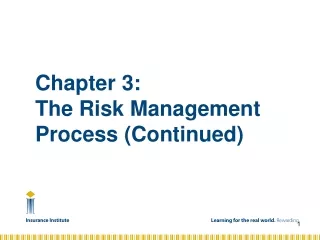 Chapter 3:  The Risk Management Process (Continued)