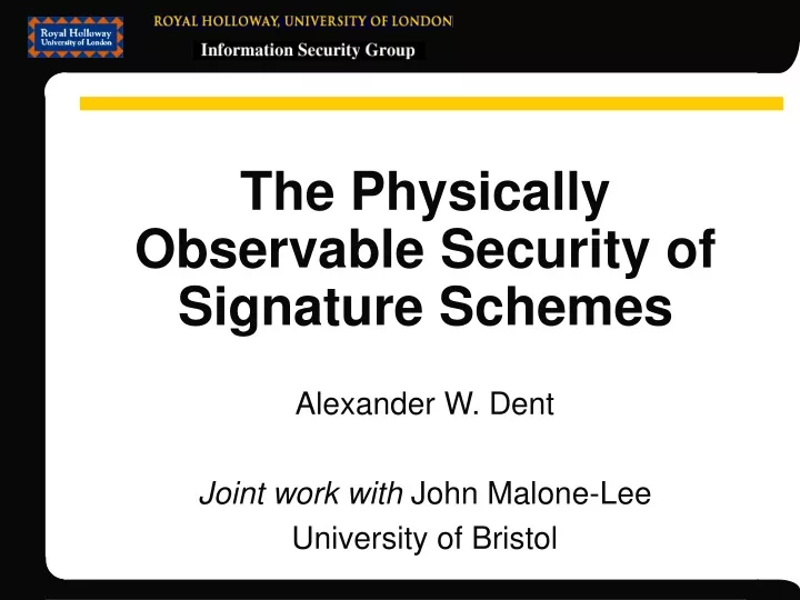 the physically observable security of signature schemes