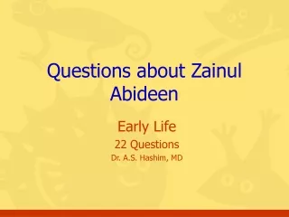 Questions about Zainul Abideen