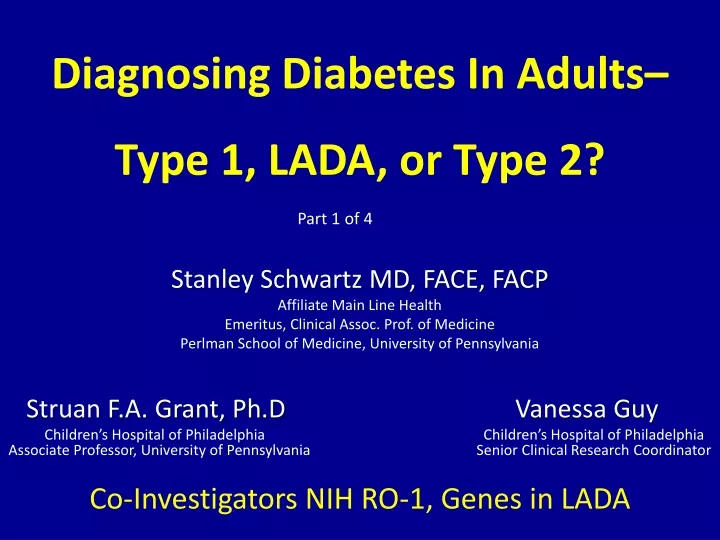 diagnosing diabetes in adults type 1 lada or type 2