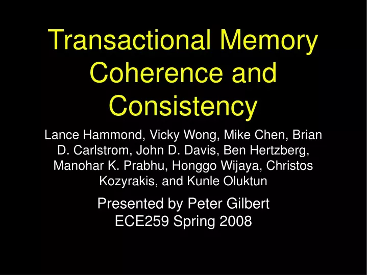 transactional memory coherence and consistency
