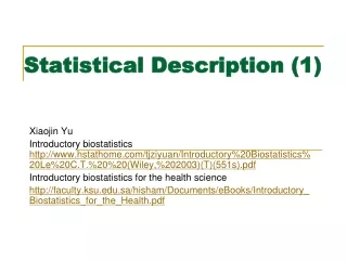 Statistical Description (1)