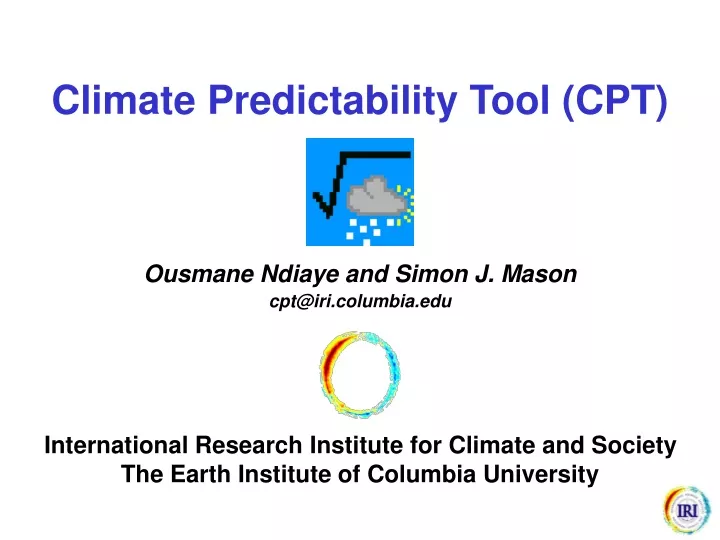 climate predictability tool cpt