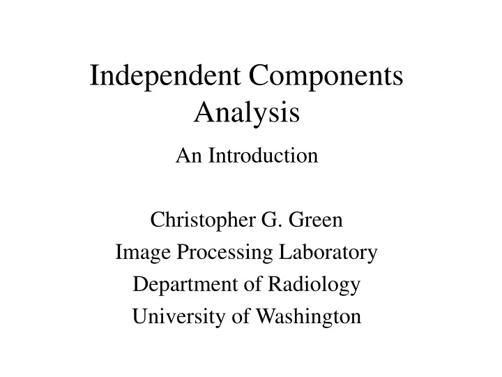 independent components analysis