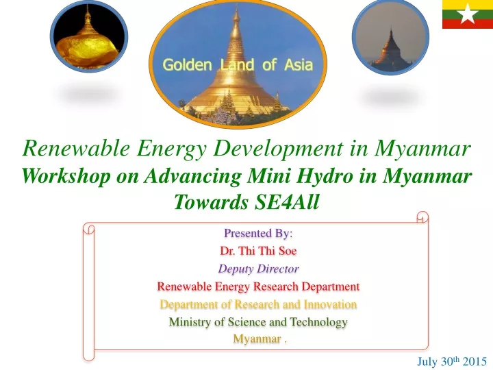 renewable energy development in myanmar workshop on advancing mini hydro in myanmar towards se4all