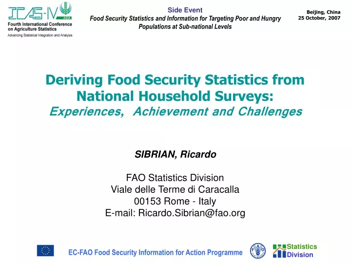 deriving food security statistics from national