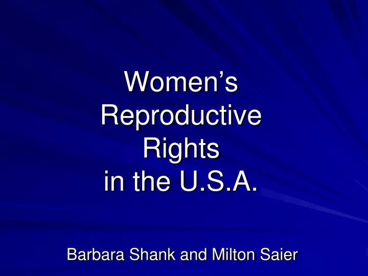 women s reproductive rights in the u s a
