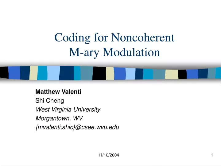 coding for noncoherent m ary modulation
