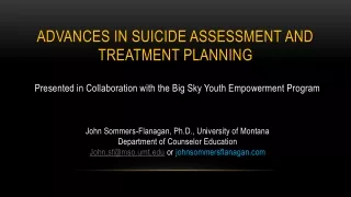 Advances in Suicide Assessment and Treatment Planning