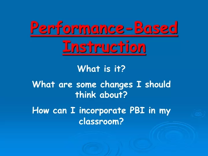 performance based instruction