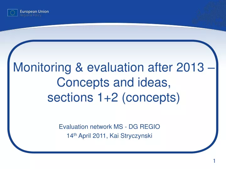monitoring evaluation after 2013 concepts and ideas sections 1 2 concepts