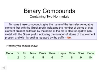 Binary Compounds  Containing Two Nonmetals
