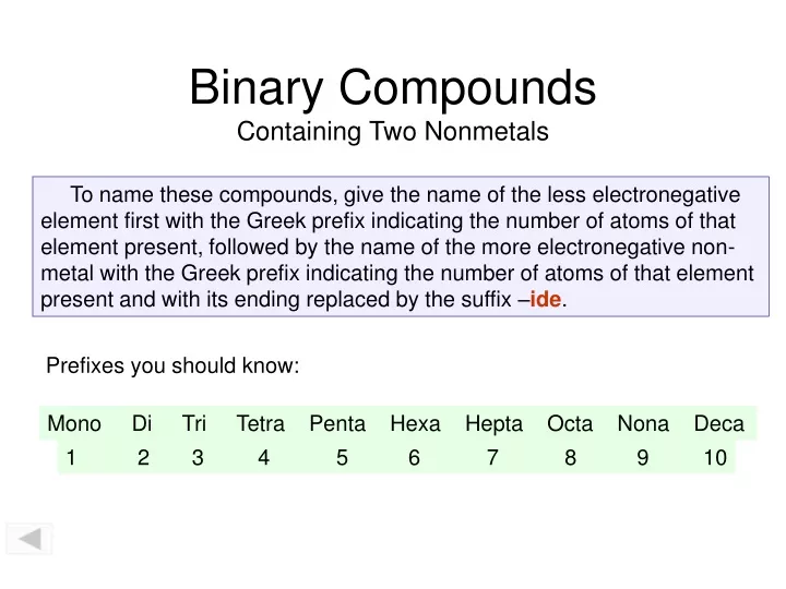 binary compounds containing two nonmetals