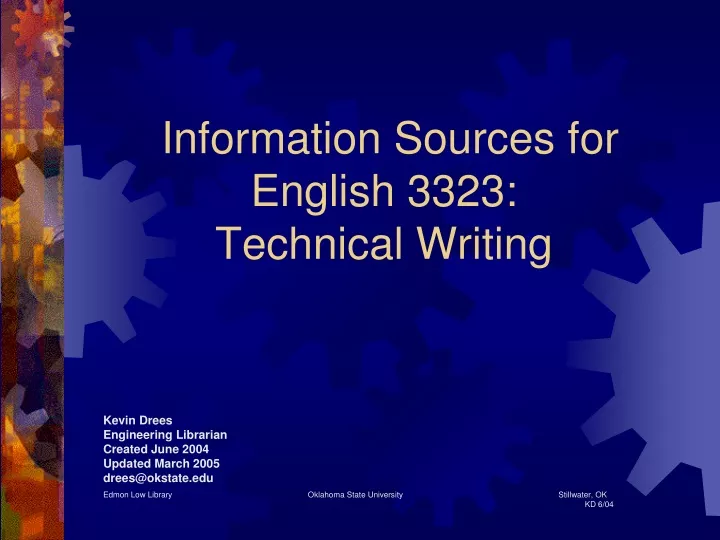 information sources for english 3323 technical writing