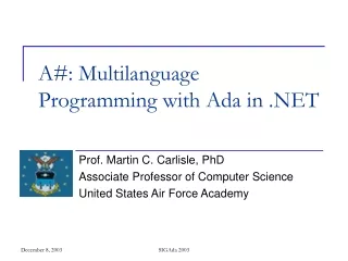 A#: Multilanguage Programming with Ada in .NET