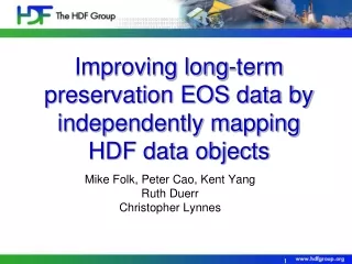 Improving long-term preservation EOS data by independently mapping HDF data objects