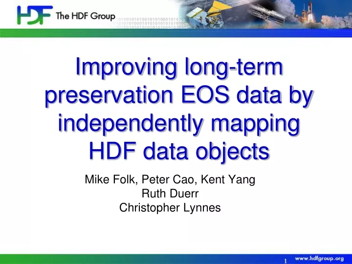 improving long term preservation eos data by independently mapping hdf data objects