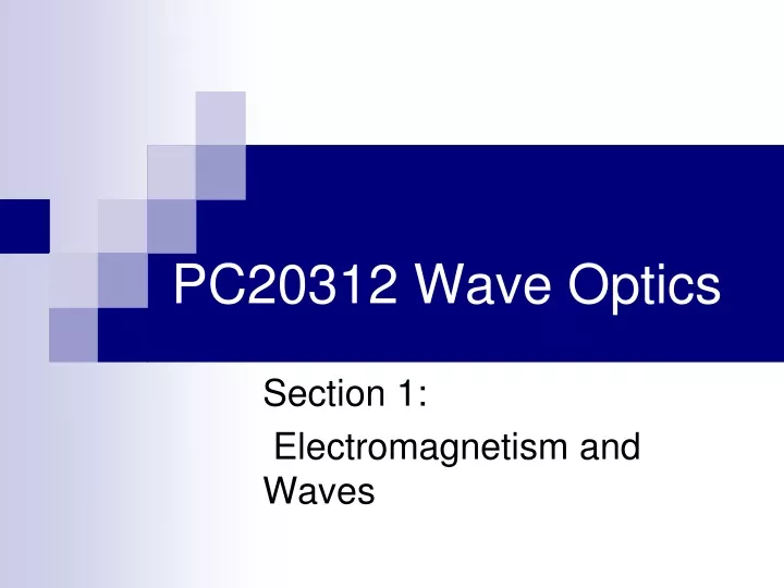 pc20312 wave optics
