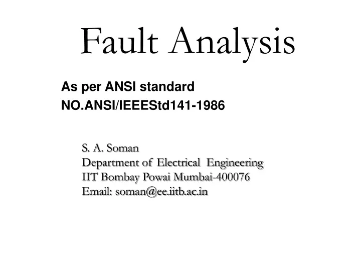 fault analysis