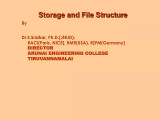 Storage and File Structure