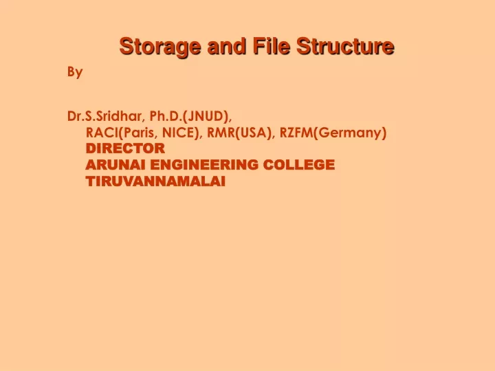 storage and file structure
