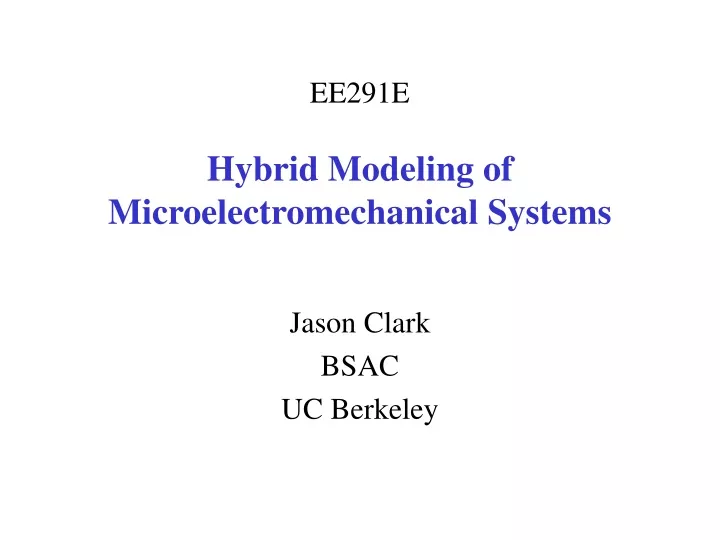 ee291e hybrid modeling of microelectromechanical systems