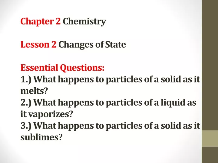 chapter 2 chemistry lesson 2 changes of state