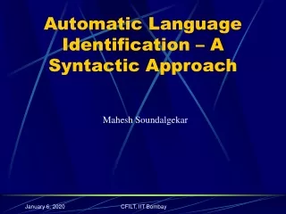 Automatic Language Identification – A Syntactic Approach