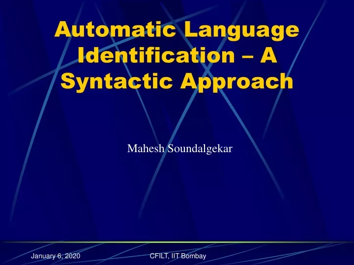 automatic language identification a syntactic approach
