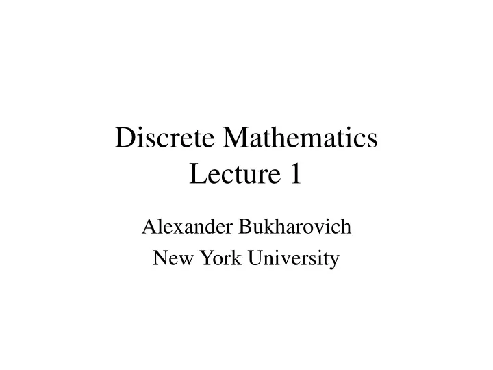 discrete mathematics lecture 1