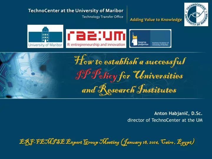 how to establish a successful ip policy for universities and research institutes