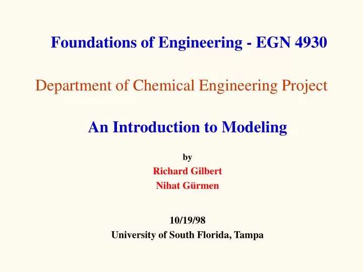 department of chemical engineering project