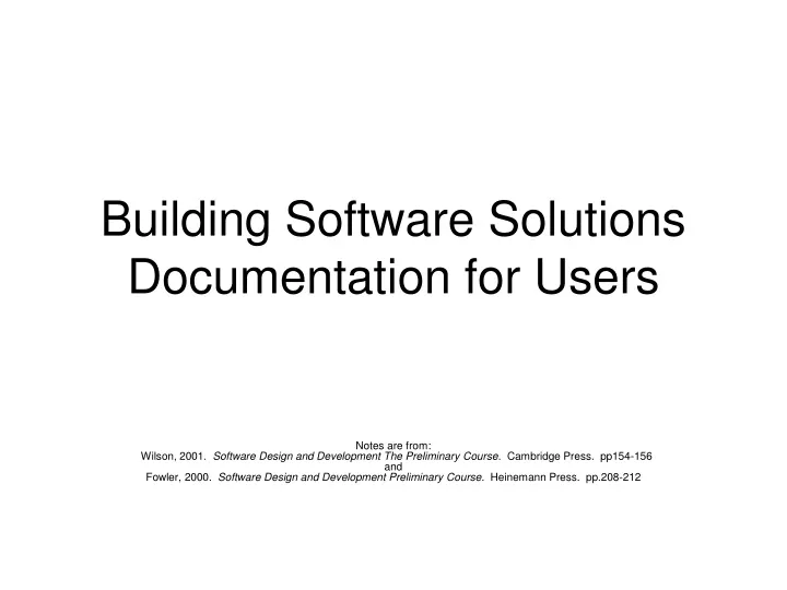 building software solutions documentation for users