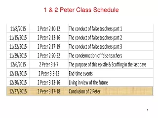 1 &amp; 2 Peter Class Schedule