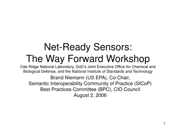 net ready sensors the way forward workshop