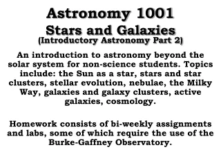 Astronomy 1001 Stars and Galaxies (Introductory Astronomy Part 2)