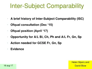 Inter-Subject Comparability