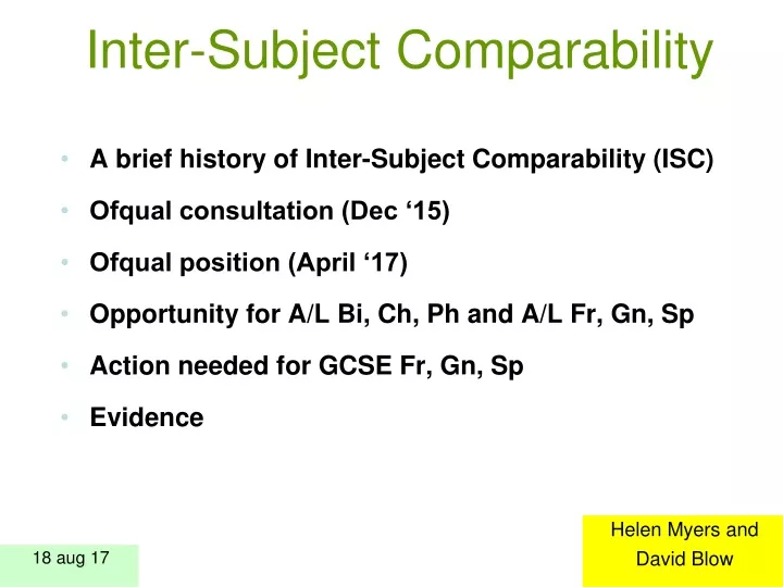 inter subject comparability