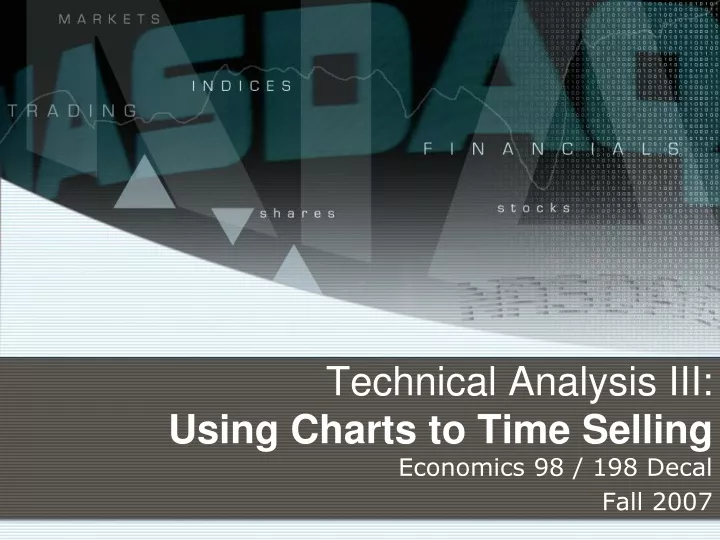 technical analysis iii using charts to time selling
