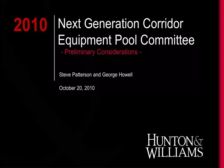 next generation corridor equipment pool committee