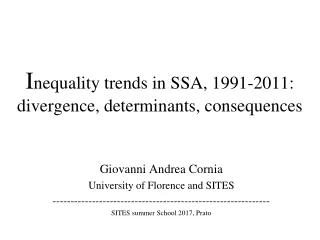 I nequality trends in SSA, 1991-2011:   divergence, determinants, consequences