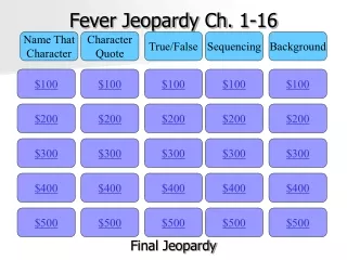 Fever Jeopardy Ch. 1-16