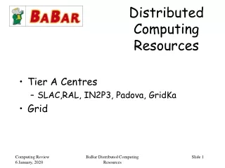 Distributed Computing Resources